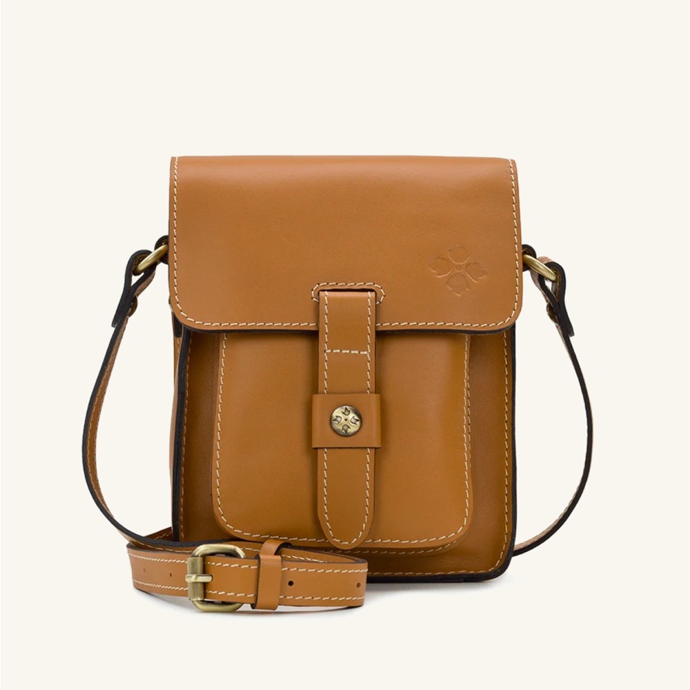 Patricia Nash Lari Crossbody Bag Waxed Leather Tan Crossbody Boho Western NWOT